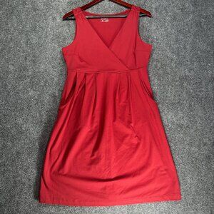 Eddie Bauer Travex Dress Womens Medium Aster Crossover Pockets Maroon Deep Red